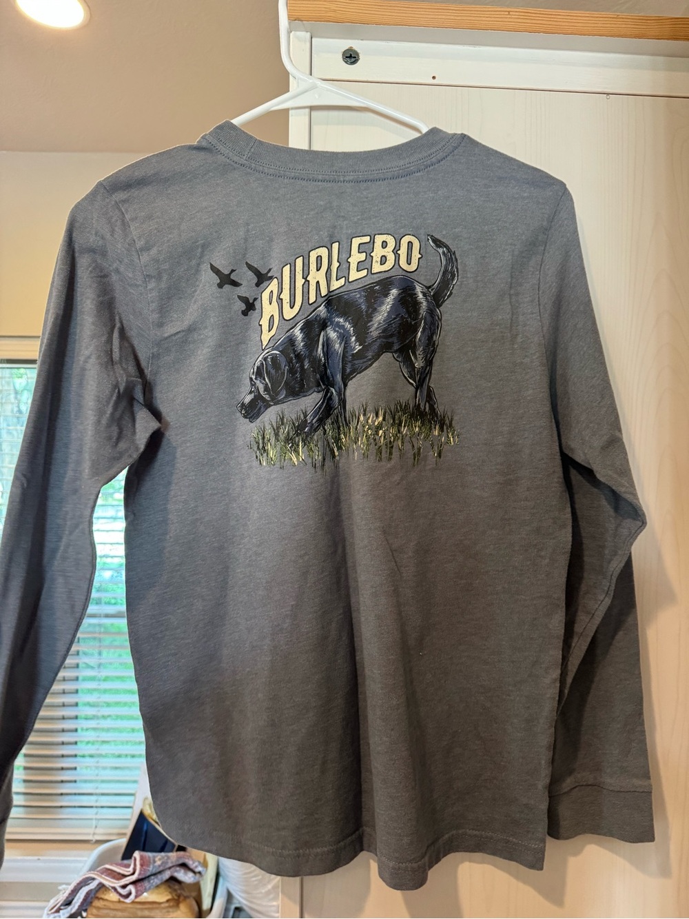 BURLEBO kids Long-Sleeve Gray Shirt with Hunting Dog Graphic